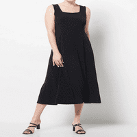 Susan Graver Petite tekući pletene haljine bez rukava-crna, petite x-velik
