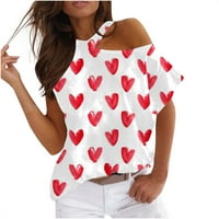 Zodggu Popust asimetrični vrat kratkih rukava cvjetni print ljetni trendi tunički T majice za žene modne