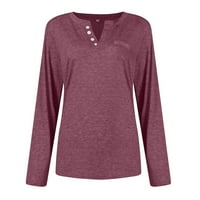 Žene Ležerne vrhove Žene vrhovi majica s dugim rukavima Soild Color Fashion bluza