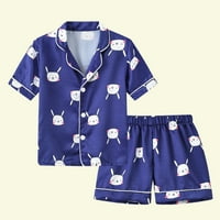 Pejock Baby Girls Boys Outfit Outfit Majica Shars Sets Kids Crtani cvijet Print Silk Satin Home Nosite