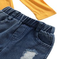 MA & Baby Kids Girls Bluze visoke vrat Bluze vrh i rupa DEMIN rupa hlače Podesite odjeću