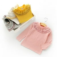 Gyratedream Baby Girls Toddler Kids Dugi ruff Rufflect Thelleneck Majica Pneted pulover, ružičasti