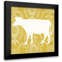 Rae, Marla Crni moderni uokvireni muzej umjetnički print pod nazivom - krava silueta