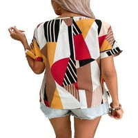 Ženski casual geometrijski V izrez Top kratkih rukava višebojni bluze s