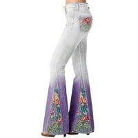 Ženske hlače modne tajice visoki struk cvjetni uzorak ispis plamena pantalona dugačke hlače žene