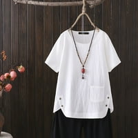 PXIAKGY TOP majica za žene kratkih rukava na otvorenom Elegantna vintage majica Bijela + XL