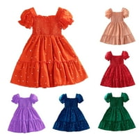 Djevojke toddlere haljine Bubble rukavi kratki rukav naletirani polka dot princeza haljina ljetna haljina