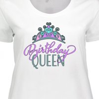 Kraljica inktastične rođendane s ružičastom i ljubičastom TIARA ženskom majicom Plus veličine