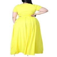 Neilla ženske suknje setovi kratki rukav Maxi suknje set plus veličine odjeće dame labave posade Crt