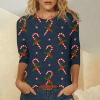Božićni vrhovi za žene rukav Crewneck T-majice Dressy Casual Holiday Summer Spring Slatka smiješna pulover