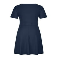 Žene Ljeto Plaže Sundeness V izrez Mini haljine kratki rukav plus veličina haljina dame Osnovna mornarica