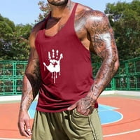 Amidoa muški ljetni casual modni sportski tisak prsluk bez rukava okrugli izrez top muške majice kratkih rukava