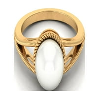 Pravi slatkovodni biserni solitaire Split Shank prsten, juni ring rođenja, 14k žuto zlato, SAD 6,50