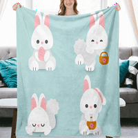 Easter Bunny jaja baca ćebe s jastučnicima za dekor u sobi Super Mekani flanel pokrivač Uskrs dekor
