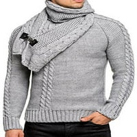 Luxplum muški pleteni džemperi dugih rukava zimski topli džemper vrhovi pletiva pulover poslovni sivi