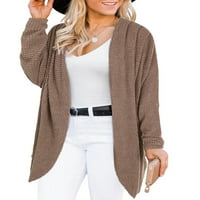 LIACOWI Ženski s dugim rukavima otvoren prednji džemper Srednji dužina Cardigan Ležerni pleteni kaput