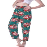 G. & Mrs desno ženske cvjetne salonske hlače, komforne duge pidžame hlače, spavaća odjeća, zelena, xl