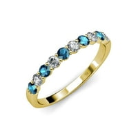 Plava i bijela dijamantna kamena vjenčanica 1. CT TW u 18K žutom zlatu.Size 4.5