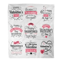 Flannel bacaje pokrivač crna ljubav Valentines dnevna vrpca i vintage slova slova meka za kauč za krevet i kauč