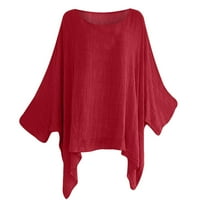 Puntoco Plus Veličina vrhova, ženska majica kratkih rukava Ljetna čvrsta labava bluza vrhova crvena