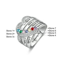 Sterling Srebrni koktel prsten za žene vjenčanje obećavaju prsten personalizirano 1- rođenje prstena za pings majčino nakit poklon za godišnjica rođendana