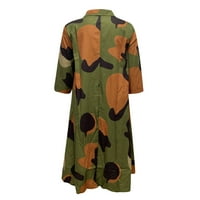 Ljetne haljine za čišćenje za žene Dužina koljena A-linijska rukava Ležerne prilike V-izrez Print Haljina