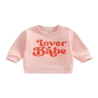 TODDLER Baby Boy Girl Pismo Crewneck Duks Ležerne prilike pulover s dugim rukavima vrhova novorođenih