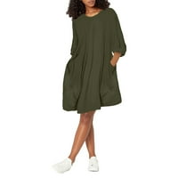 Ženske ljetne haljine za žene Datum Ležerne rukave kratki okrugli izrez Čvrsta mini haljina zelena 2xl
