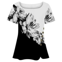 GUZOM Bluze za žene čišćenje - tiskane udobne labave casual bluza kratki rukav kratki kratki krajevi majice bijeli xxl