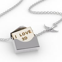 Ogrlica s bloketom Volim 3D moderne 3D dizajnerska slova u srebrnom kovertu Neonblond