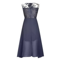 Hanzidakd Plus Veličina Svečane haljine Ženski šifon patchwork okrugli vrat Sequin Print Maxi suknja