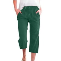 Simplmasygeni Capri pantalone za žene Modne casual pune boje elastične labave hlače Ravne široke pantalone
