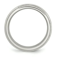 Karat u karasu od nehrđajućeg čelika poliran sa brušenim središtem rubne rubne veličine - unise prsten