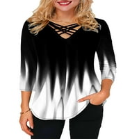 Ženska bluza s rukavima V izrez Gradient Print Tops majica