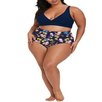 Pink Queen Women 'Plus size Tržeći kupaći kostim s visokim strukom VACT kupaći kostima Blue XL