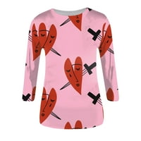 Ženske vrhove ruhove casual bluza Grafički otisci Dame Modni vrat Crta ljetni ružičasta 2xl