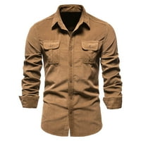 Muška modna jednostavna korvozarsko stanje Slim Fit Solid Cardigan Majica s dugim rukavima Brown L
