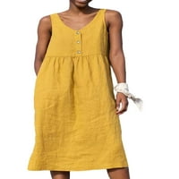 Ladies sandress Solid Color Ljeto Midi haljine haljina bez rukava ženska seksi zabava žuta s