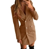 Ženska ležerna mala težina tanka dugačka jakna tanka kaput dugih rukava s dugim rukavima niz gumbi za