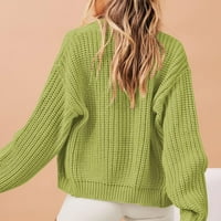 Tuphregyow ženska modna labav dugi rukav džemper za čišćenje Clear Crw Crochet Pulover Solidan trendi preveliki povremeni baggy Slouchy pleteni vrhovi zeleni m