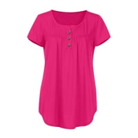 Eashery Womens T majice V izrez Casual TEE žene vrhovi vruće ružičaste 2xl