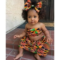 Wofedyo Baby Girl Odjeća Toddler Kids Baby Girls Ljetna odjeća prsluk afrički stil vrhovi Dashiki suknje