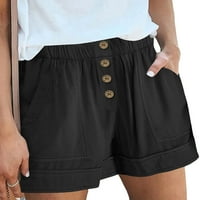 Ljetne kratke hlače za žene visoke plažne kratke hlače Elastični struk Bermuda kratke hlače sa džepovima
