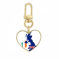 Britanija Mapa Irska zastava Država UK Gold Heart Keychain Metal HOLDER