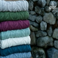 Aran Woolen Mills kabl pletena pokrivač premium supersoft Merino vuna izbacila 40 60 morska parcela
