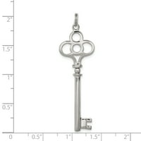 Carat u Karatsu Sterling srebrni polirani finični ključ Privjesak sa šarm sa srebrnom ogrlicom od srebrnog konopa 16 ''
