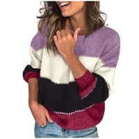 Apepal Womens Dukseteri Cardigan džemperi za žene Ženska jesen i zima Novi okrugli vrat Boja podudaranja