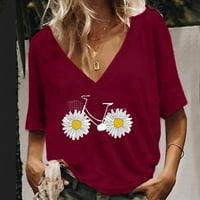 Ženske vrhove Cvjetne bluze s kratkim rukavima, Ležerne prilike, Ležerne prilike Modni V-izrez Ljeto