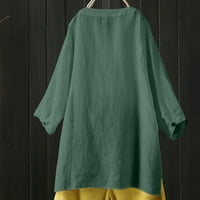 Ženski vrhovi dugih rukava modna bluza Grafički printira žene Ljeto Henley majice Tunika Tee Green XL