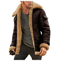 Rovga dukseri za muškarce muški plus veličina -fur 'rever ovratnik dugih rukava kožna jakna vintage
